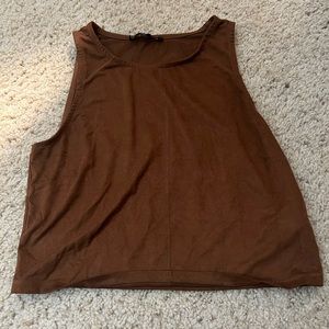 brown crop top no sleeves